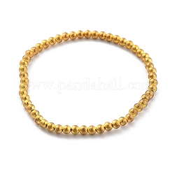 真鍮ビーズストレッチブレスレット、男性用、女性用  18KGP本金メッキ  1/8インチ（0.4cm）  内径：2-3/8インチ（6cm）&nbsp;BJEW-G736-04G