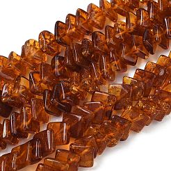 天然琥珀ビーズ連売り  菱形  サドルブラウン  11~12x11~12x2.5~3.5mm  穴：0.7mm  約68~70個/連  14.76''~14.96''（37.5~38センチメートル）&nbsp;G-K376-C01-01