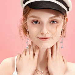 3ペア3色のクリスタルラインストーンバタフライダングルスタッドピアス  女性用合金チェーンタッセルロングドロップイヤリング  ミックスカラー  81.5mm  ピン：0.6mm  1ペア/カラー&nbsp;EJEW-AN0003-04