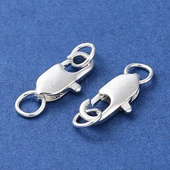 ラックメッキ真鍮カニカン  丸カン付き  長持ちメッキ  鉛フリー＆カドミウムフリー  銀  12x5.8x2.8mm  穴：3.5mm&nbsp;KK-F090-24S-02