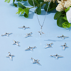 チベット風アロイペンダント110個  スターのチャーム  ニッケルフリー  アンティークシルバー  27x17x2.5mm  穴：1.8mm&nbsp;TIBE-DC0001-23