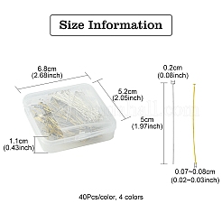 160 個 4 色の真鍮フラットヘッドピン  ジュエリーパーツ  ミックスカラー  50x0.7~0.8mm  20~21ゲージ  ヘッド：2mm  約40PCS /カラー&nbsp;KK-YW0002-11