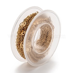 304ステンレスリンクアズキチェーン  ハンダ付け  スプールで  笑顔のフラットラウンド  イオンプレーティング（ip）  ゴールドカラー  リンク：2.5x2x0.5mm  笑顔：8x0.2mm  約16.4フィート（5m）/ロール&nbsp;STAS-P254-15G