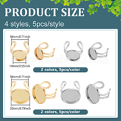 20Pcs 4 Styles 304 Stainless Steel Open Cuff Findings&nbsp;STAS-BC0004-08