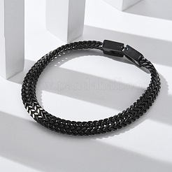 304ステンレススチール製ウィートチェーンブレスレット、女性用、男性用  ブラック  8インチ（20.2cm）&nbsp;STAS-N117-02EB