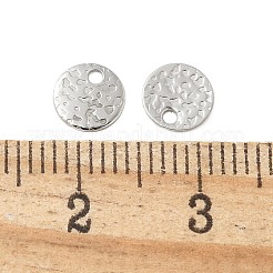 304ステンレススチールチャーム  テクスチャ  フラットラウンドのチャーム  ステンレス鋼色  6x0.5mm  穴：1.2mm&nbsp;STAS-L022-461P