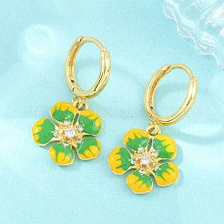 Brass Micro Pave Cubic Zirconia Hoop Dangle Earrings&nbsp;KK-CBA8324-10G