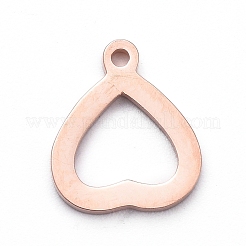 PVD Vacuum Plating 304 Stainless Steel Open Heart Charms&nbsp;LS-STAS-G215-14RG
