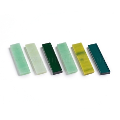 ガラスモザイクタイルカボション  工芸品用  rectanglee  グリーン  40.5~42.5x10~10.5x2.5~3mm  約200g/ボックス&nbsp;GLAA-G072-05C