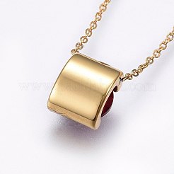 304ステンレススチールジュエリーセット  ペンダントネックレスやスタッドのピアス  キュービックジルコニア付き  暗赤色  ゴールドカラー  17.71インチ（45cm）  7x6x4.5mm  ピン：0.8mm&nbsp;SJEW-H133-01G-A