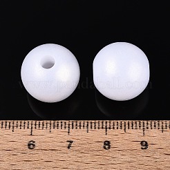 ゴム風の虹色の不透明アクリルビーズ  虹色の  ラウンド  ホワイトスモーク  15.5mm  穴：3.8mm  約259個/500g&nbsp;MACR-T010-16mm-08-01