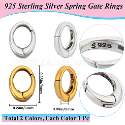 2Pcs 925 Sterling Silver Spring Gate Rings&nbsp;STER-BBC0006-41A