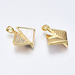 Brass Micro Pave Clear Cubic Zirconia Pendants&nbsp;KK-Q277-008-NF