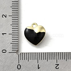 合金エナメルチャーム  ハートチャーム  ゴールドカラー  ブラック  12x11.5x5.5mm  穴：1.5mm&nbsp;LS-PALLOY-R157-03G-02