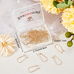 304ステンレススチールフープピアス金具50個  キンディ  18KGP本金メッキ  25x12x2.5mm  ピン：0.8mm&nbsp;STAS-BBC0001-23