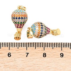 真鍮製マイクロパヴェキュービックジルコニアペンダント  熱気球チャーム  ゴールドカラー  21x9.5mm  穴：4.5x3mm&nbsp;KK-H249-01G