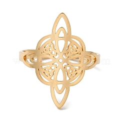 304 Stainless Steel Witch Knot Open Cuff Rings for Women&nbsp;X-AJEW-U005-01G