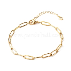 304ステンレススチールペーパークリップチェーンブレスレット  ゴールドカラー  7-1/2インチ（19cm）&nbsp;BJEW-JB06523-01
