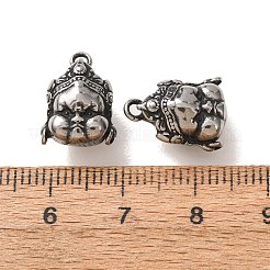 304ステンレススチールチャーム  伝統的な神々の頭部のお守り  アンティークシルバー  14x11x8mm  穴：1.5mm&nbsp;SA-CBA9DCB-16AS