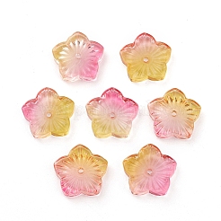 透明ガラスビーズ  花  ツートン  ゴールド  12x13x3mm  穴：1.2mm&nbsp;LS-GLAA-H016-10J-16