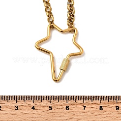 304ステンレススチール製スタークラスプペンダントローロチェーンネックレス（女性用）  イオンプレーティング（ip）  18KGP本金メッキ  16.06インチ（40.8cm）&nbsp;NJEW-Z091-05G
