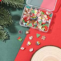 クリスマス用蓄光樹脂カボション100個、10スタイル  暗闇で光る  混合図形  8.5~11x7~10x2~3mm  10個/スタイル&nbsp;RESI-FS0002-40