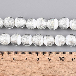 Luminous Handmade Lampwork Silver Foil Beads Strand&nbsp;FOIL-N029-03A
