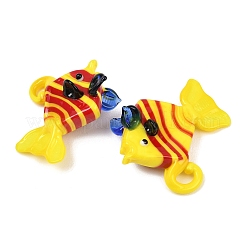 手作りランプワークペンダント  魚  ゴールド  25.5~27.5x26~29x11~14mm  穴：3~5.5mm&nbsp;LAMP-G162-01G