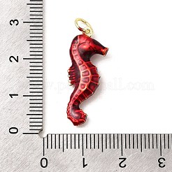 真鍮エナメルの海の動物ペンダント  タツノオトシゴチャーム  鉛フリー＆カドミウムフリー  長持ちメッキ  ラックめっき  18KGP本金メッキ  ミックスカラー  26.5x10.5x4.5mm  穴：3.4mm&nbsp;KK-I378-14G-C
