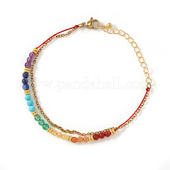 7 Chakras Synthetic Turquoise & Natural Lapis Lazuli & Carnelian Round Beads Double Layers Bracelets&nbsp;CC9331-1
