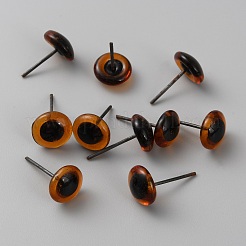 ガラス工芸ニードルフェルトの目  鉄のピン付き  人形作りアクセサリー  半円  チョコレート  20x11.5mm&nbsp;DOLL-WH0002-07I-02