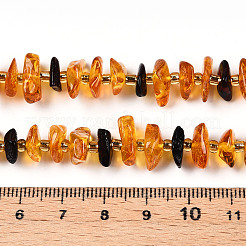 天然琥珀ビーズ連売り  チップ  シードビーズで  オレンジ  2~4.5x8~17x7~9.5mm  穴：0.7mm  約72~75個/連  15.43~15.88''（39.2~39.7センチメートル）  ビーズ：直径3mm  厚さ2mm&nbsp;G-T138-237