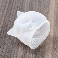 ハロウィンテーマのキャンドルシリコン型  装飾用シリコン  スカル  ホワイト  39x56mm  高差45mm&nbsp;DIY-U005-06A
