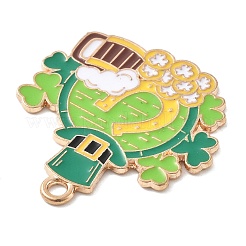 合金ペンダント  エナメル  アイルランドの祭り  クローバー帽子テーマ  クローバー  28.5x27x1.5mm  穴：2mm&nbsp;ENAM-D285-02KCG-03