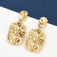 Ion Plating(IP) 304 Stainless Steel Twist Rectangle Dangle Stud Earrings for Women&nbsp;EJEW-E199-16G