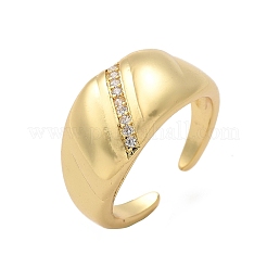 真鍮製マイクロパヴェクリアキュービックジルコニアカフフィンガー指輪  カドミウムフリー＆鉛フリー  18KGP本金メッキ  11mm  内径: 調節可能&nbsp;RJEW-C120-12G