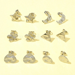12個 6スタイル 304ステンレススチールスタッドピアス金具  混合図形  12x9~13.5mm  穴：1.4mm  ピン：10.5x0.5mm  2個/スタイル&nbsp;FIND-FS0002-39