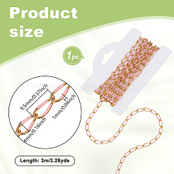ステンレススチールエナメルカーブチェーン  ハンダ付け  ゴールドカラー  ピンク  9.5x4x1mm&nbsp;CHS-WH0009-07G-03