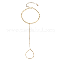 女性用真鍮ツイストカーブチェーン指輪ブレスレット  ゴールドカラー  6-7/8インチ（17.5cm）&nbsp;BJEW-JB11811