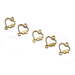 チベットスタイルのリンクコネクター  ハート  アンティーク黄金  カドミウムフリー＆鉛フリー  13x11x1mm  穴：1mm&nbsp;TIBEP-A100401-G-LF