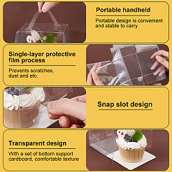 Foldable Transparent Plastic Single Cake Gift Packing Box&nbsp;CON-WH0084-42A