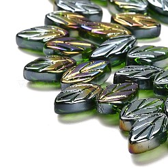 電気メッキガラスビーズセット  葉  ダークオリーブグリーン  11x7x4mm  穴：0.8mm  約78~80個/連  18.66~18.74''（47.4~47.6センチメートル）&nbsp;EGLA-B004-02A-AB04