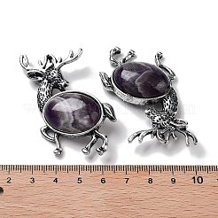 合金製ヘラジカのブローチ  天然アメジストと  アンティークシルバー  49.5x49x14mm&nbsp;JEWB-A021-02AS-04
