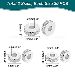 60Pcs 3 Styles 201 Stainless Steel Spacer Beads&nbsp;STAS-UN0038-03