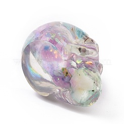 天然蛍石スカルビーズ  ハロウィーン透明樹脂スカル、金箔付き  穴がない  アザミ  23x22x25mm&nbsp;G-P490-02E