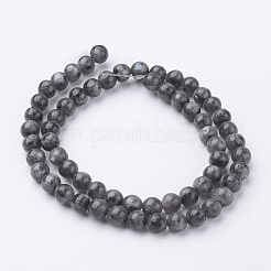 天然黒ラルビカイト ビーズ 連売り  ラウンド  6~6.5mm  穴：1mm  約60個/連  14.9インチ（38cm）&nbsp;G-G735-57-6mm