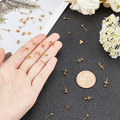 30Pcs Brass Stud Earring Findings and 30Pcs Earring Backs Sets&nbsp;KK-AR0001-91G-NR