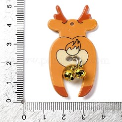 クリスマステーマのアクリルパーツ  鉄の鐘と  エルク  48x25.5x2.5mm  穴：1.8mm&nbsp;OACR-Q098-01A