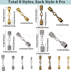 32Pcs 8 Styles Alloy Cord Ends&nbsp;HJEW-SC0003-06