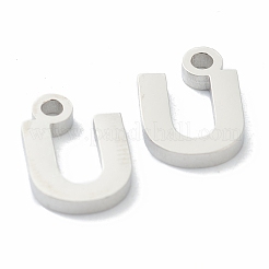 変色しない304ステンレススチールチャーム  ギリシャ語のアルファベット  ステンレス鋼色  文字.u  10x7x1.5mm  穴：1.4mm&nbsp;STAS-G244-01U
